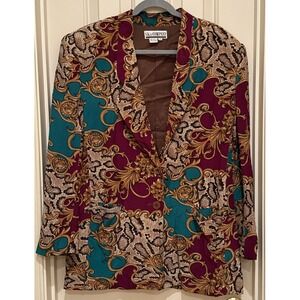 Vintage 80s/90s SK &‎ Company 100% Silk Blazer Blouse Women's Size 14